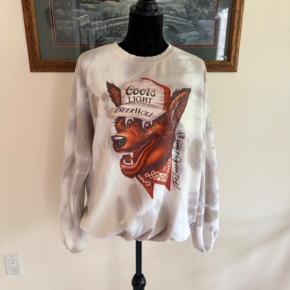 The Laundry Room Coors Light Beerwolf Sweatshirt Womens XL Tie Dye Oversized